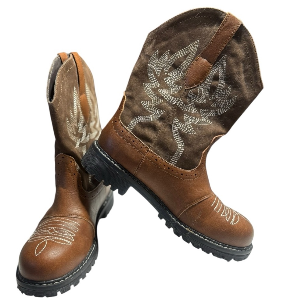 Brown Western Cowboy Boots with Embroidered Design Size 7 - Picture 5 of 5